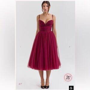House of CB Deep Red Midi Dress
